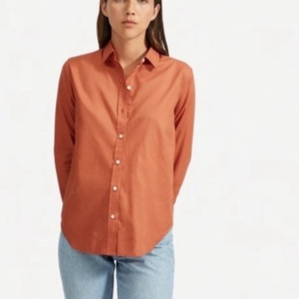 Everlane cotton buttoned shirt in burnt orange